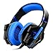 Produktbild Gaming Kopfhörer PS4, MOFIR Gaming Headset Kopfhörer USB/Klinken-Stecker Mikrofon LED Effekt für PC Film Gaming Spielen Chat Musik, Blau+Schwarz