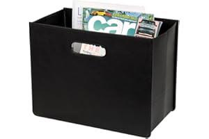 HofferRuffer Leather Magazine Holder Magazine Rack Newspaper Rack Black for the living room