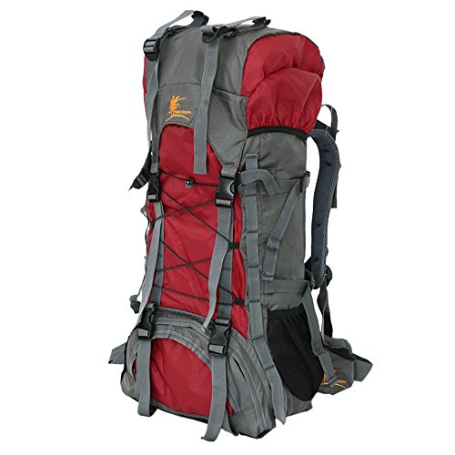 Litthing Trekking Mochila Impermeable 60L Alpinismo al Aire Libre Mochila táctica para Hombres y Mujeres de Gran Capacidad para Senderismo Montañismo y Viajes Deporte (Rojo, 60)
