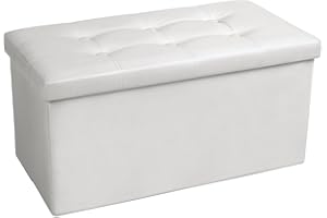 COSYLAND Pouf Contenitore Pieghevole 110L – Panca Contenitore da Interno in PVC Impermeabile – Cassapanca Contenitore Multiuso, Puff Salvaspazio Robusto e Facile da Spostare (Bianco Neve)
