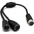 LOKEKE 8 Pin DIN MIDI Splitter Cable, 0.3M / 11.81 inch, Black, Male to Female, Compatible with Bang Olufsen PowerLink MK2, Audio Device, Musical Instrument