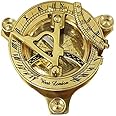 Nautical Sundial Compass - Solid Brass Sun Dial 3" Brass Sundial Compass Nautical Decor Big Brass Triangle Sundial Compass with Adjustable Screw Legs