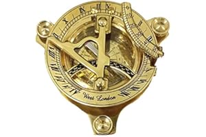 NAUTICAL REPLICA HUB Bussola con meridiana – quadrante solare in ottone massiccio da 7,6 cm, bussola con meridiana in ottone, decorazione, grande bussola a triangolo in ottone con gambe a vite regolabili