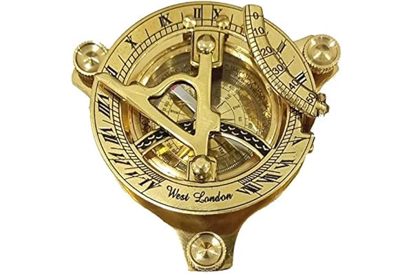 Boussole triangulaire en laiton massif avec cadran solaire de 7,6 cm - Décoration nautique - Grand triangle en laiton avec pieds à vis réglables