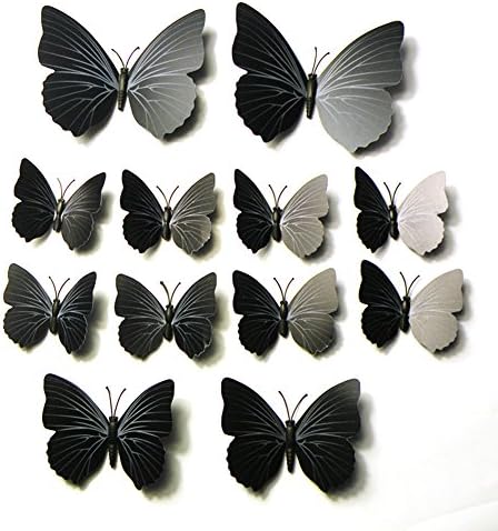 12PCS 3D Black Butterfly Stickers Decals Wall Decorations Wall Art Stickers