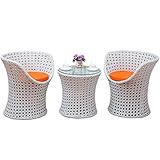 rattanmöbel balkon ebay Material: Kunststoff-Metall YIKUI Stuhl, Tisch, handgemachte Rattan gewebt kleinen Rattan Stuhl Couchtisch Garten dreiteilig, umweltfreundlich, atmungsaktiv und leicht zu reinigen, Balkon Freizeit Rattanmöbel