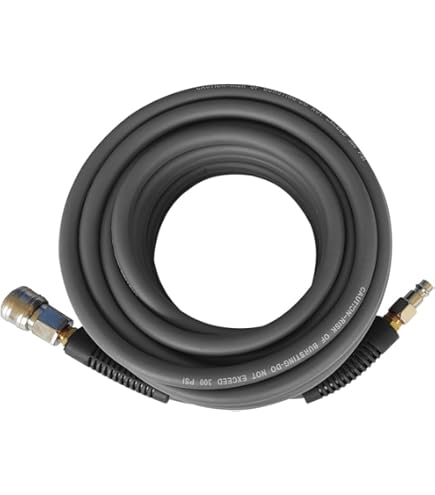 Tuyau à Air Comprimé 5 Mètres - Flexible PVC/caoutchouc Pour Compresseur, Raccords Laiton, Anti-torsion