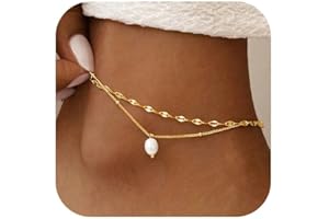 CharmBurst Fußkettchen Gold Silber, Verstellbare Fusskette Mit Perlen Und Anhängern, Wasserfeste Boho Fußkettchen Sommer Schmuck, Strand Fußkette