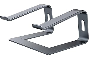 Bewahly Soporte Portátil, Ergonómico Soporte para Ordenador Portátil de Aluminio, Desmontable Ventilado Soporte Portatil Mesa para MacBook Air/Pro, DELL, HP, Lenovo, Acer, 10-17” Laptop Stand (Gris)
