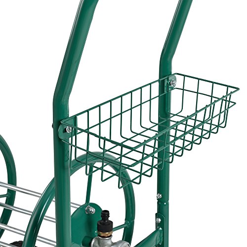 [pro.tec] Metall Schlauchwagen (XL) Profi (Anschlüsse: 3/4 Zoll) (Farbe: grün) – Abrollen in 90° zur Fahrtrichtung - 6