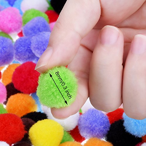 Outus Pompons für Handwerkmachen und Hobbybedarf, 8 mm, 1000 Stück, Mehrfarbig - 3