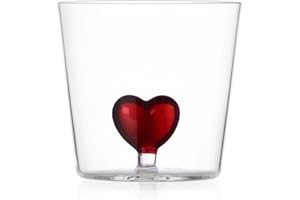 Ichendorf Milano Tumbler, Rosso, Collezione Cuore, 35 cl, Vetro Borosilicato, Fatto a Mano