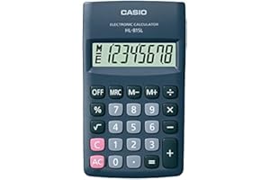 Casio HL-815L Calculatrice de Poche, Affichage 8 Chiffres avec Racine carrée, Noir