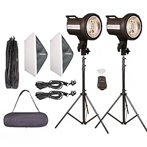 HARISON HELIOS-1D Double Studio Flash Light Kit with Softbox, Air-Cushioned Light Stand, Synchromax -T and Carry Bags for Photography