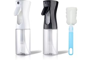 SPOKKI Haare Sprühflasche, 2 Stück Sprühflasche Haare+1 Reinigungsbürste, 200ml Sprühflasche Für Speiseöl, Sprühflaschen Für Friseur/Pflanzenpflege/Speiseöl(Schwarz+Weiß)