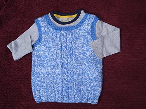 Boys Blue and White Sleevless Jumper, Sweater, with Blue trim Age 3-4 Years