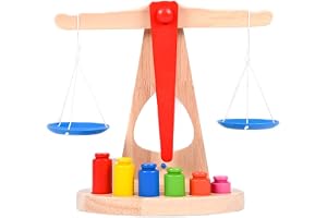 Masyrt Wooden Scale, Toy Children Mathematics Teaching Aid Kids DIY Weigh Early Education Toy, Scale Weighing Toys for Birthday Easter