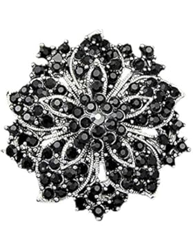 Sanwood Brosche mit Strasssteinen, Blüte, Blume, Kristall