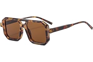 Long Keeper Retro Pilot Sonnenbrille Herren Damen 70er Jahre Flache Vintage Quadratische Doppel Brücken UV400 Schutz