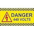 999Store caution board office supplies sunboard Danger 440 Volt Electric Room and Factory Sign Board sticker signage (13x25 Cm)