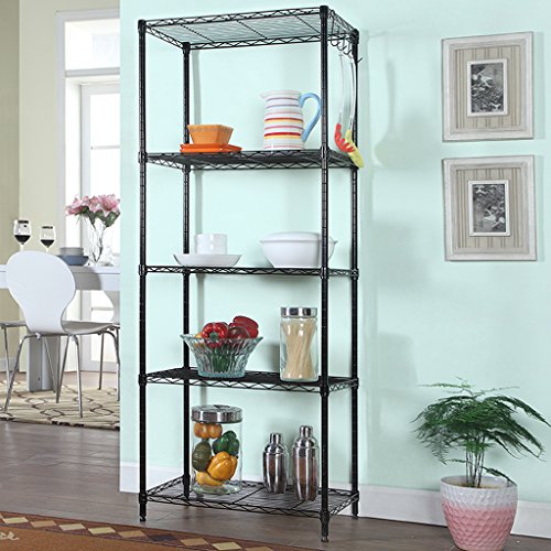 LANGRIA Regal 5 Ablage Regalsystem Modern Steckregal 275 lb Capacität, 60×35,05×150,1cm, Schwarz - 2