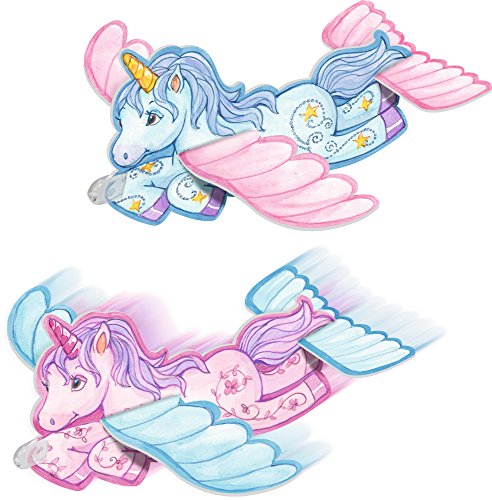 Magic Unicorn flying to Paradise - flying toy - 24 pieces box - polystyrene - 2 assorted colors: blue and pink - approx. 18 x 22 cm