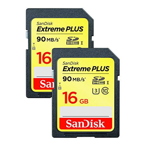 SanDisk Extreme PLUS 16 GB SDHC Speicherkarte Twin Pack bis zu 90 MB/Sek, Class 10, U3