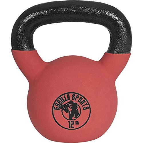 Gorilla Sports Kettlebell Kugelhantel Hantel Gewicht Handgewicht Set Vinyl mit Neopren Gummi Ummantelung 1x 4 kg, 8 kg, 12 kg (24kg) - 4