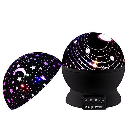 Preisvergleich Produktbild MKQPOWER Nachtlicht mit Mond-Sterne und Galaxie-Abdeckung, Schwarz