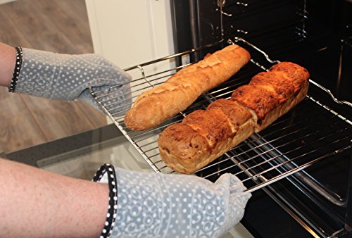 Grillhandschuhe aus Silikon und Baumwolle | Ofenhandschuhe grau | Unisex Topfhandschuhe | Backzubehör und Grillzubehör - 3