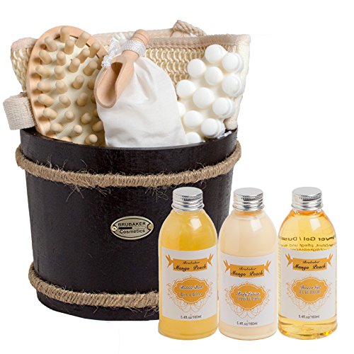 BRUBAKER 9-teiliges Geschenkset im Badefass – Tropical Mango Peach - 3