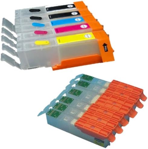 Set of 5 Empty refillable edible ink cartridges PGI-550, CLI-551 for use on Canon printer models IP7250, MG5450, MG5550