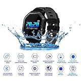 JASZHAO IP68 Wasserdichte Bluetooth Smart Watch, Multiple Sports Modes/Running/Cycling/Schwimmen/Fitness/Herzfrequenz-Monitore/Für Android IOS,B