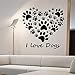 Produktbild GJQFJBS Ich Liebe Hunde Pfote Wandaufkleber Abnehmbare Herz Wohnkultur Wohnzimmer Wandtattoos Schlafzimmer Dekoration Für Kinder Wandaufkleber Grau 45 cm x 43 cm S