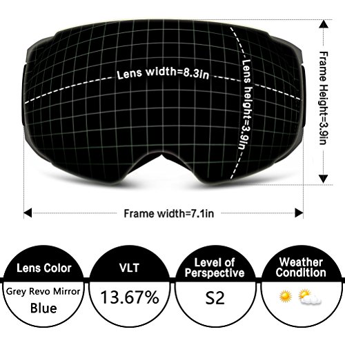 ZIONOR Lagopus X4 Snowboard Gafas de esquí Anti Niebla Rápido Lens-changing Sistema 100% Protección UV400 Suave del flujo de aire Vista Panorámica Correa Ajustable para el Esquí Snowboard Unisex