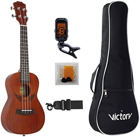 Concert ukulele 23 Inch Mahogany and Aquila Strings with Beginner Kit: Bag + Tuner + Straps + Nylon String + Picks - Brown (Angel)