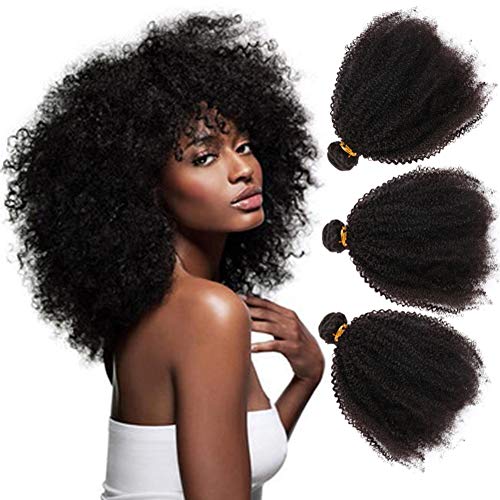 Afro Kinky Frisées cheveux brésiliens cheveux Bon Marché Pour Femmes 3 Bundles Brésilien Vierge Remy Cheveux Humains couleur #1B (16 18 20pouces)