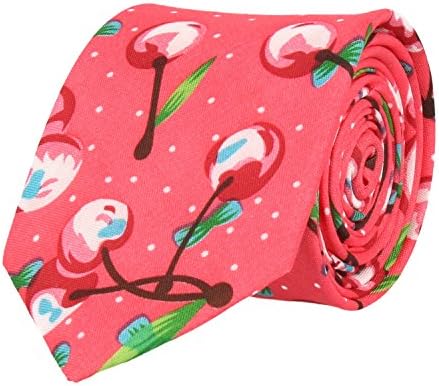 Snobbop Skinny Tie Cherry Motif Red