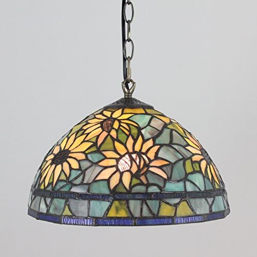 12 Inch American Vintage Pastoral Sunflower Stained Glass Ceiling Lamp Pendant Lamp Living Room Light Hallway Lamp