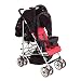 Duo Double Twin Tandem Pushchair by Kidz Kargo. 2 seat units, fully reclining lie back at the rear. Suitable for newborn or up to 33lb/15kg, front seat from 6 months. Rain cover. Black/Red