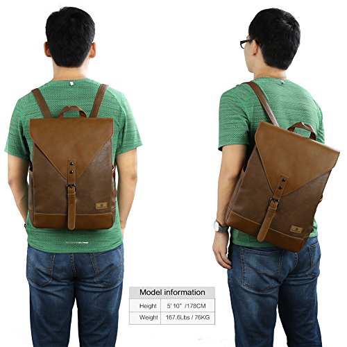 Koolertron Retro Kunstleder Vintage Fashion Unisex School Student Laptop 14   Rucksack Wanderrucksack Hiking Backpack Damen Herren Schultertasche PU R