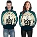 Produktbild FeiBeauty Männer und Frauen Halloween 3D dunklen Baum Mond Fledermaus Friedhof drucken Junge Mode Kapuzenpullover Wilde Halloween Party Langarm Tunnelzug Tasche Pullover Top