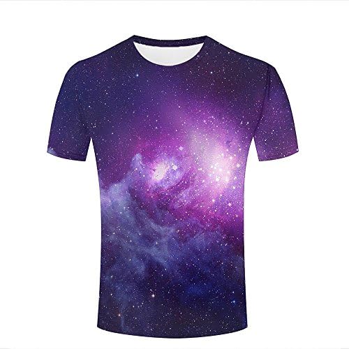 xijia shop Mens Womens T Shirt 3D Printed Graphic Shirt Purple Nebula Constellation Short Sleeve Shirts Summer Casual Tops Tees XXXL