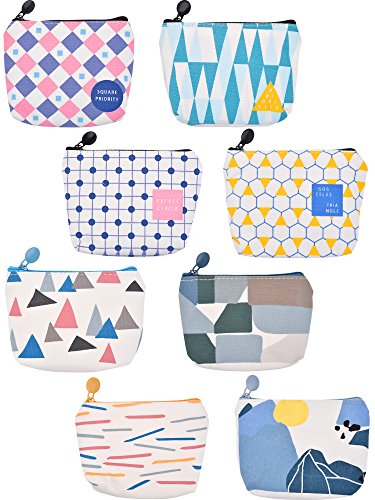 Preisvergleich Produktbild 8 Stück Leinwand Ändern Geldbörse Brieftasche Halter Reißverschluss Mini Münzbeutel für Damen Mädchen