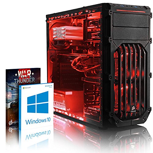VIBOX Warrior 4W Gaming PC - 4,1GHz AMD FX 6-Core CPU, RX 460 GPU, leistungsfähig, Hochleistung, Desktop Gamer Computer mit Spielgutschein, Windows 10, Rot Innenbeleuchtung, lebenslange Garantie* (3,5GHz (4,1GHz Turbo) Superschneller AMD FX 6300 Sechs 6-Core Prozessor CPU, MSI AMD Radeon RX 460 2GB Grafikkarte, 8GB DDR3 1600MHz RAM, 1TB (1000GB) SATA III HDD 7200rpm Festplatte, Raijintek Aidos Air CPU Kühler, 85+ Netzteil, Corsair Carbide Spec-03 LED Gaming Gehäuse, AM3+ Mainboard)