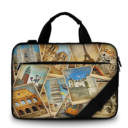 Silent Monsters Canvas Schutzhülle mit Zubehörfach 39,6 cm (15,6 Zoll) für Laptop vintage travel