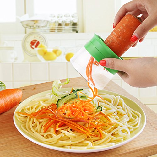 SIEGES Spiralschneider für Gemüse Spargel, Gurken und Obst 3 Klingen Schäler Slicer cutter mit Orange Peeler - 3