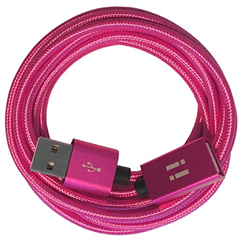[i!®] 3m Premium Nylon USB Verlängerung Verlängerungskabel | A-Stecker auf A-Buchse | pink