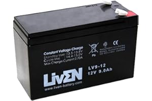 Batería AGM 12V 9Ah C-20 Sin Mantenimiento - Equipos Seguridad/Médicos/SAI/Comunicación/Emergencia | LIVEN LV9-12