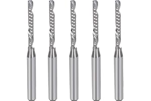 HOZLY Lot de 5 fraises en spirale CNC de 1/8" coupées vers le bas, avec découpe de 2 mm de diamètre, longueur de coupe de 17 mm, pour acrylique, PVC, bois MDF